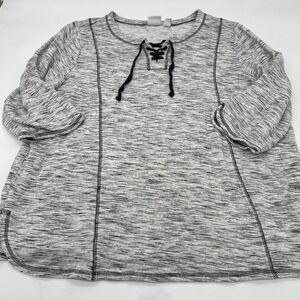 Chico's Gray Tunic Top with Black Accents